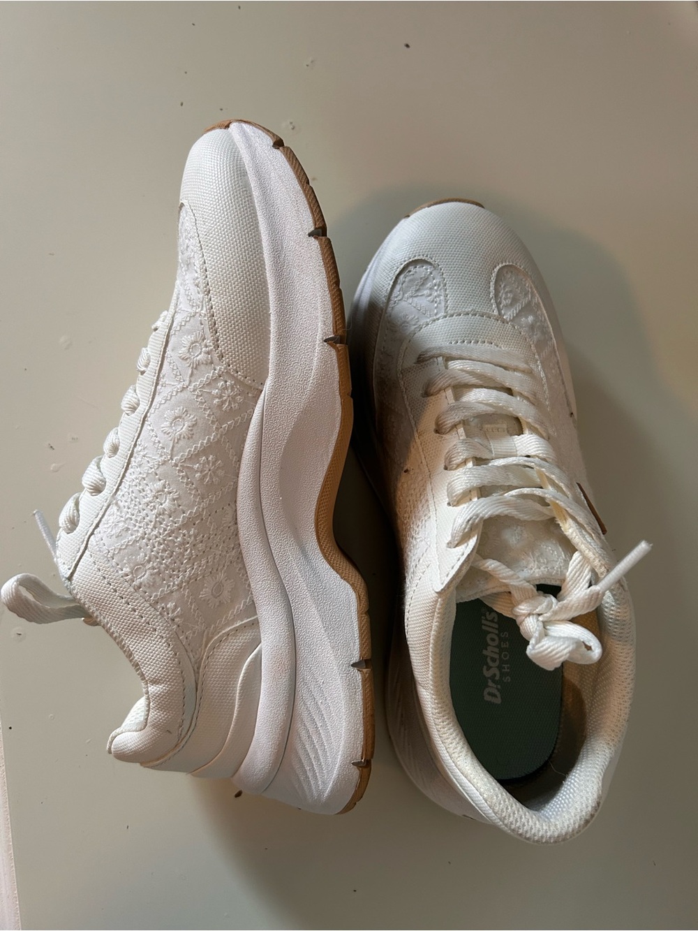 Dr. Scholl's White Sneakers with Tan Outsole